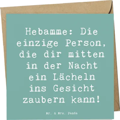 Produktbild von Mr. & Mrs. Panda Klappkarte Spruch Hebamme Lächeln - Meeresbrise - Geschenk, Berufsleben, Geburtsvorbereitung, Grußkarte, Nacht, Glückwunschkarte, faltkarte, doppelkarte