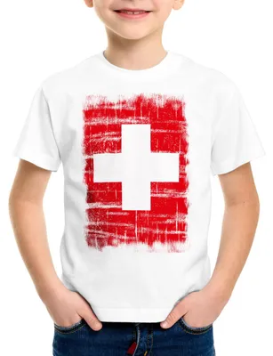 Produktbild von Schweiz Vintage Flagge Kinder T-Shirt Switzerland