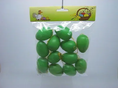 Produktbild von Kunststoffeier mit Band zum Aufhängen / 12 Stück / grün / 6 cm - 0,35 € pro Stück