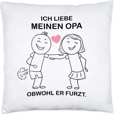 Produktbild von Ich Liebe Meinen Opa Obwohl Er Furzt Kissen Herz Herzensmensch Enkel Großvater Furz Fürze Pups Lieblingsmensch