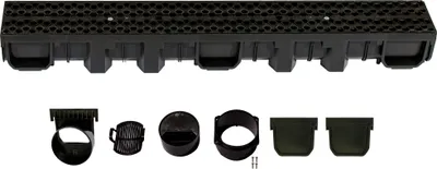 Produktbild von ScarMaxx B125 Entwässerungsrinne Set, Regenwasser Ablauf, Bauhöhe 115 mm - 1m