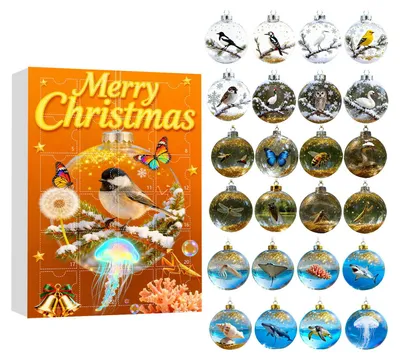 Produktbild von Adventskalender 2025, 24-tägiger Weihnachtskalender mit 24 Tierornamenten, rustikale 2D-Acryl-Tier-Hängedekoration für Zuhause und Partys