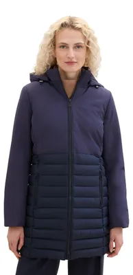 Produktbild von TOM TAILOR Damen Hybrid Steppmantel mit Kapuze,10668 - Sky Captain Blue, XS