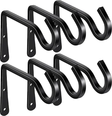 Produktbild von 6 schwarze Wandhaken für Blumenampeln, 15 cm, Blumenampelhalter und Laternenhaken für Windspiele, Pflanzen und Wanddekoration