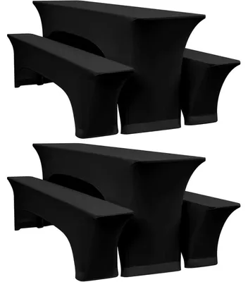 Produktbild von Biertischhussen 2er-Set Schwarz Elastisch 220 x 50 x 70 cm für Bierzeltgarnituren