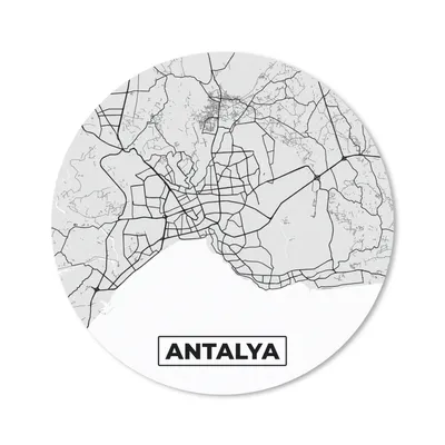 Produktbild von MuchoWow® Mauspad Mousepad Antalya - Stadtplan - Schwarz und weiß - Karte 30x30 cm - Mousepads - Maus Mat - Pad - Mausunterlage - Tischunterlage - Schreibtischmatten