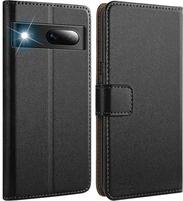 Obrázok produktu pre Čierne kožené puzdro MagFlip pre Pixel 7, skladacie, ochranné