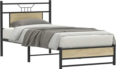 Image de vidaXL Cadre de lit sans matelas Chêne Sonoma 90x190 cm Bois composite
