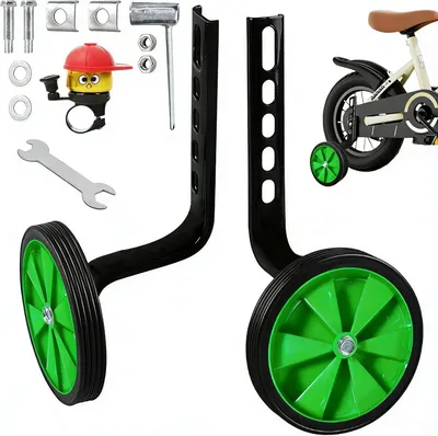 Immagine prodotto di Ruote di supporto regolabili in altezza, universali per biciclette da 12 a 20 pollici, ruote di supporto per bambini