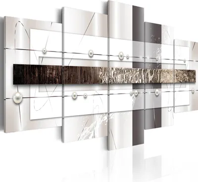 Produktbild von Leinwandbilder Abstrakt 200x100 cm Vlies Leinwandbild 5 tlg Kunstdruck modern Wandbilder XXL Wanddekoration Design Wand Bild - Perlen Textur beige weiß braun gold a-A-0038-b-m