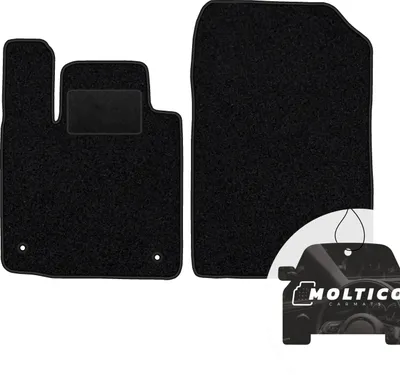 Produktbild von moto-MOLTICO Vorne Fußmatten Auto Velours Autoteppiche Schwarz Automatten Set 2-teilig passend für Renault Twingo II 2007-2014