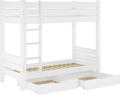 Produktbild von Etagenbett für Erwachsene weiß 100x200 Nische 100 teilbar Zubehör wählbar V-60.16-10WT100Rollrost und Doppelbettkasten inkl.