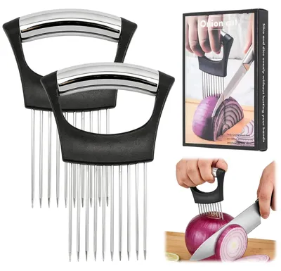 Produktbild von 2 Stück Zwiebelhalter mit Schutzhülle aus Edelstahl, für Gemüse