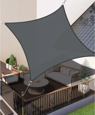 Image de Voile d'ombrage pas cher Imperméable 2x2m Gris Carré PES Polyester Parasol Balcon Terrasse 95% Protection UV pour balcon jardin