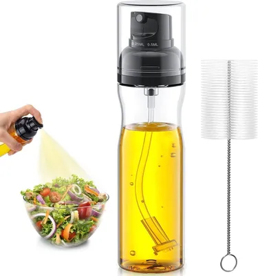 Produktbild von Ölsprüher, 250ml Öl Sprühflasche mit Pinsel, Oil Sprayer, Verstellbare Düse, Einschließlich 0,25ml Modus und 0,5ml Modus, Ölsprüher für Speiseöl, Vielseitig Einsetzbar zum Backen, Braten, Grillen