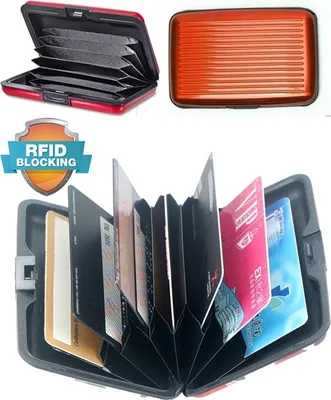 Produktbild von GKA RFID Kartenetui Aluminium rot Karten Safe Card Wallet Kreditkarten Visitenkarten Etui EC RFID-Sicherung Geldbörse Portemonnaie Kartenbörse