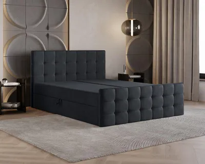 Produktbild von Coriano B&B Home Boxbett Coriano, 120x200 cm, Schwarz, ruhige Formensprache und wohnliche Ausstrahlung für moderne und klassische Schlafzimmer