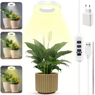 Obrázok produktu pre Rastlinná lampa, LED, plnospektrálna, s nastaviteľnou výškou, 48 LED, rastlinné svetlo s časovačom