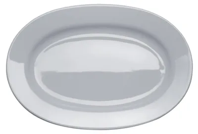 Ovale Servierplatte aus weißem Porzellan, 33,3 x 38 x 3 cm
