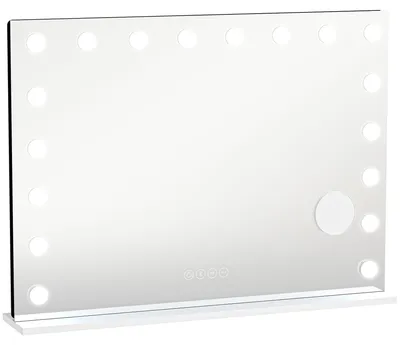 Immagine prodotto di Specchio da trucco in stile Hollywood con 18 luci LED, RGB e Bluetooth | Colore: Bianco | Dimensioni: 80x14x60 cm