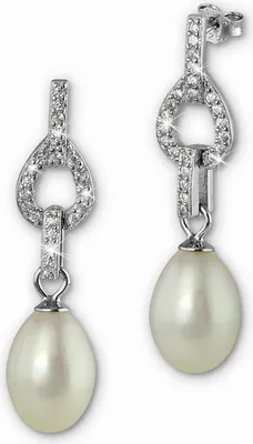 Produktbild von SilberDream Ohrstecker Perle mit Zirkonias Echt Silber weiß Ohrringe SDO1748W