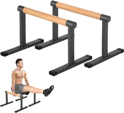 Immagine prodotto di Parallele per esercizi a corpo libero - Manubri per flessioni - Attrezzo per allenamento ginnastico - Maniglie in legno massello - Altezza 30 cm - Non applicabile.