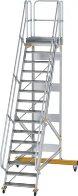 Produktbild von Günzburger Steigtechnik Plattformtreppe 60° fahrbar Stufenbreite 0,8 m 15 Stufen - 600735