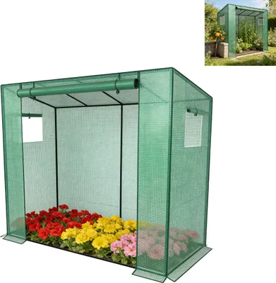 Produktbild von LZQ Gewächshaus 200x80x150 cm, Tomatenhaus Winterfest & Stabil, Foliengewächshaus mit PE-Abdeckung, Verzinktes Stahlrohr, Pflanzenhaus für Garten, Terrasse & Balkon, Grün
