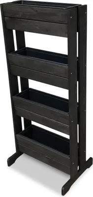 Produktbild von Vertikalbeet aus imprägniertem Holz, schwarz, mit 4 Kunststoffeinsätzen, B54 x T4/20 x H125 cm, für Kräuter & Blumen, Selbstbausatz