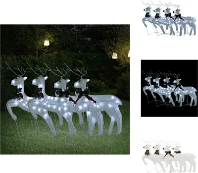 Zdjęcie produktu dla vidaXL Renifer LED 4 szt. Białe 80 diod LED - oświetlenie świąteczne
