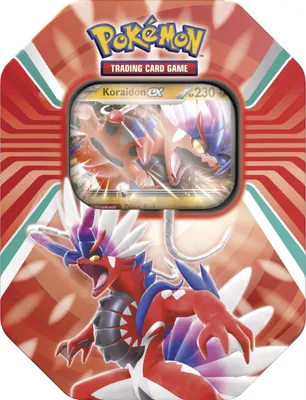 Produktbild von Pokémon Koraidon plechová krabička s 1 holo kartou a 4 booster baleniami
