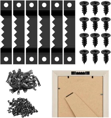 Image de 60 supports muraux avec 120 vis, supports muraux pour tableaux, supports muraux, supports pour tableaux, fixations pour tableaux, supports pour images, tableaux à fixer au mur