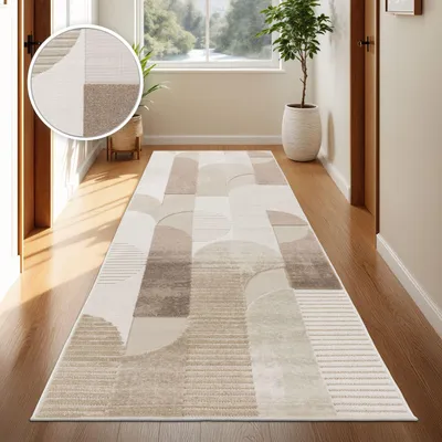 Produktbild von TT Home In-& Outdoorteppich Wetterfest Balkon Schlafzimmer Boho Skandi Motiv Unifarben Geometrische Optik Moderner Style Größe 60x100 cm