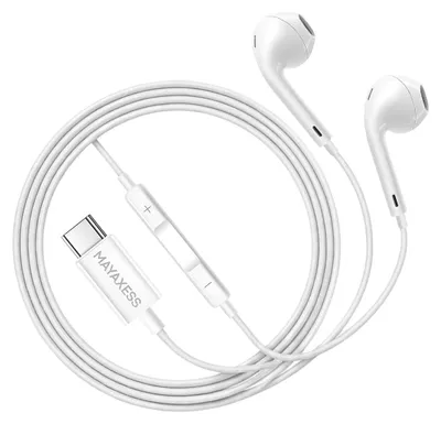 Produktbild von Mayaxess, USB-C Kabelkopfhörer mit Mikrofon für Pixel 7a, Weiß