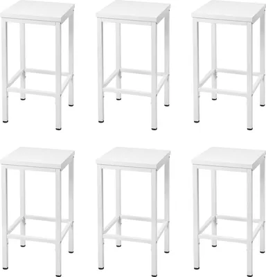 Produktbild von EUGAD 6er Barstühle, Küchenhocker, mit Fußstütze, aus Holzwerkstoff Metall, Weiß