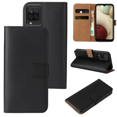 Produktbild von Handyhülle für Samsung Galaxy A12 Klapphülle Bookcase Flip Cover Hülle Handy Tasche Etui Farbe: Schwarz