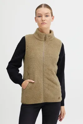 Produktbild von OXMO OXTheri Damen Weste Fleece Outdoor Weste mit Stehkragen Eingrifftaschen Reißverschluss Regular fit