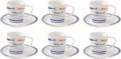 Produktbild von 6er Set Tassen mit UT Maritim Fische BORD DE MER 250ml Porzellan Easy Life