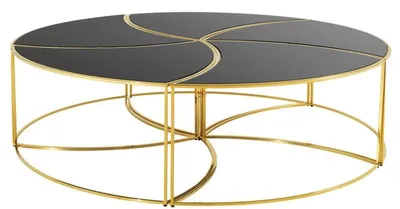 Zdjęcie produktu dla Casa Padrino stolik kawowy złoty / czarny Ø 150 x wys. 40 cm - Designerskie meble do salonu