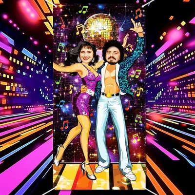 Imagen del producto de Banner decorativo retro para fiestas, con diseño de discoteca, de 187x90 cm