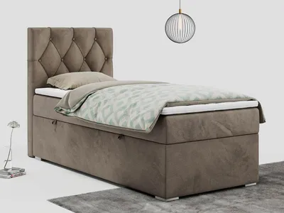 Produktbild von Einzelbett mit Bettkasten, jungenbetten 90 cm, Boxspringbett - ALDA - 90x200cm - links - Braun - H3