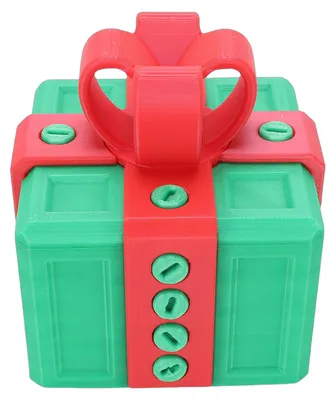 Image de Boîte-cadeau amusante et originale, imprimée en 3D, avec des vis imbriquées, pour une surprise inattendue lors d'un anniversaire ou d'une fête. Couleurs : rouge et vert