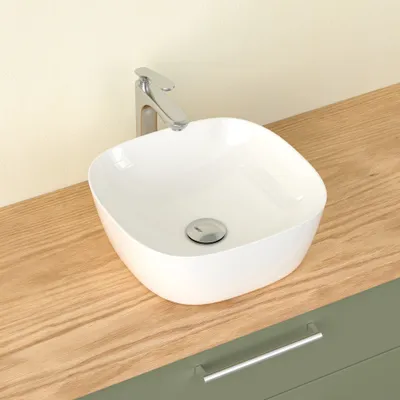 Produktbild von CASAMO Waschbecken Klein 40 cm Aufsatzwaschbecken Quadratisch Waschtisch für Badezimmer & Gäste WC