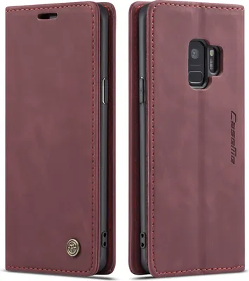 Produktbild von Galaxy S9 Hülle, LaimTop Retro Kunstledertasche TPU Innere, Kartenfächer, Magnetverschluss, Klapphülle mit Standfunktion Schutzhülle für Samsung Galaxy S9 Rot
