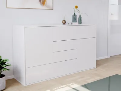 Produktbild von Sideboard stehend Karat A 140cm 2 Türen 4 Pushauszüge Weiß Hgl : Weiss hochglanz Varianten: Weiss hochglanz