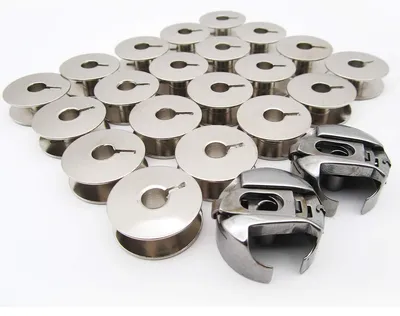 Nähmaschinenspulen-Set 2 Blikdosen + 20 Spulen, 14 mm, Metall