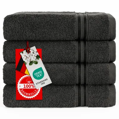 Produktbild von Hammetex Handtücher 4er Set 50x100 cm – 100% Baumwolle Frottier,  , mit Aufhängeschlaufe