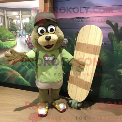 Zdjęcie produktu dla Olive REDBROKOLY Deskorolka maskot drakt karakter kledd med en Corduroy bukser i håndvesker
