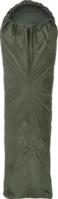 A green bivvy bag is shown against a white background.