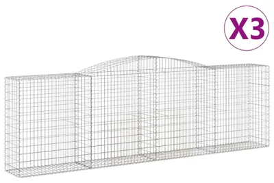 Imagen del producto de vidaXL: 3 gabiones con forma de arco, 400x50x120/140 cm, hierro galvanizado
